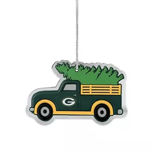 Green Bay Packers Christmas Tree Holiday Flat Ornament - Truck with tree - Logo - Picture 1 of 1
