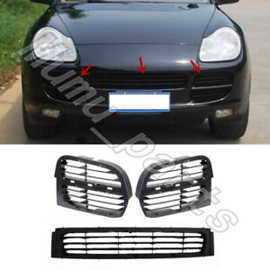 3X For Porsche Cayenne 2003-06 Front Bumper Air Intake Grille + Fog Light Grille