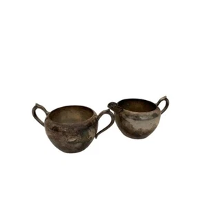 F.B. Rogers Silverplate on Copper Creamer and Sugar Vintage Set - Picture 1 of 8