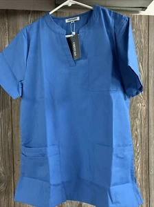 Top scrub medico Cretuao donna blu taglia media molte tasche **nuovo** - Foto 1 di 6