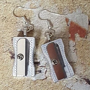 Unique PENCIL SHARPENER EARRINGS gift TEACHER student SCHOOL pupil COLLEGE cool! - Picture 1 of 1