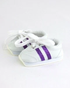 Puppenkleidung 18 Zoll Turnschuhe Schuhe weiß lila Chevron passt American Girl Puppen - Bild 1 von 3