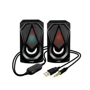 LinQ A4000 3.5mm kabelgebundenes Lautsprechersystem+USB 3W x 2 LED RGB - Schwarz - Bild 1 von 6
