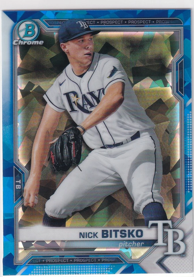 2021 BOWMAN CHROME SAPPHIRE RC NICK BITSKO TAMPA BAY RAYS ROOKIE Z1268 - Image 1 of 2