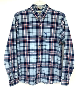 Abercrombie & Fitch Mens Muscle Long Sleeve Button Down Shirt Medium Plaid Blue - Picture 1 of 12
