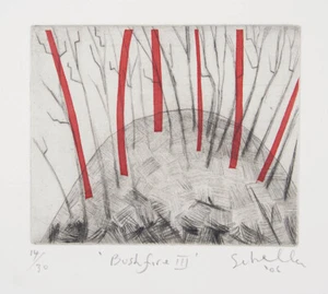 Mark SCHALLER 'Bushfire III' - Original Etching, Landscape, Abstract Flame - Picture 1 of 1