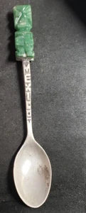 Cuchara de café de plata de ley jade verde México vintage - Imagen 1 de 6
