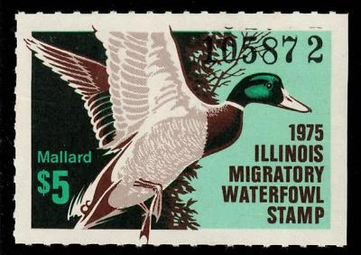 Illinois 1975 State Waterfowl Hunting Permit Stamp Mallards IL1 Free shipping! - Image 1 of 2