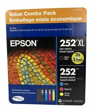 Genuine Epson 4-Pack 252XL Black 252 C/M/Y Ink Cartridges T252XL-BCS-SV Exp 2026