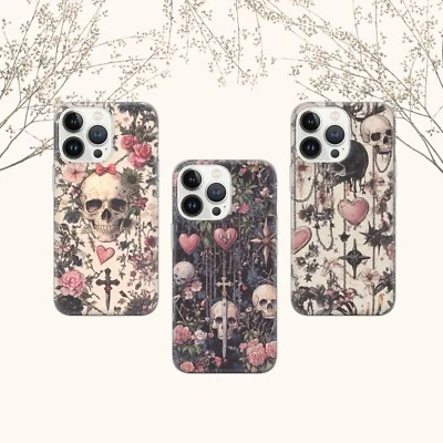Funda de teléfono con calavera gótica para iPhone 16 15 14 13 para Pixel 9 8pro para Samsung s24 Foto 1 de 4