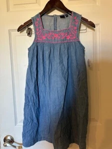 Gap Girls Denim Dress Blue Short sleeveless Cotton Large 10 - 11 Medium NWT - Picture 1 of 3