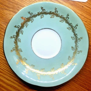 Vintage Aynsley Tea SAUCER ONLY NO CUP Replacement Green with Gold Leaf & Trim - Bild 1 von 6