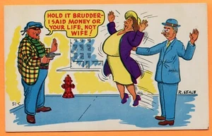 Dein Geld oder dein Leben Comic-Postkarte von R. Seale Baxter Lane Company Amarillo - Bild 1 von 3