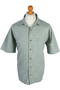 Hawaiihemd Blumen Island gemustert Sommer Aloha 90er grau Gr. L - SH2656 - Bild 1 von 3