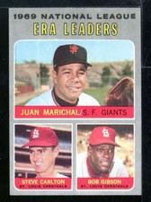 1970 TOPPS STEVE CARLTON/BOB GIBSON/JUAN MARICHAL NL ERA LEADERS #67 NM U865