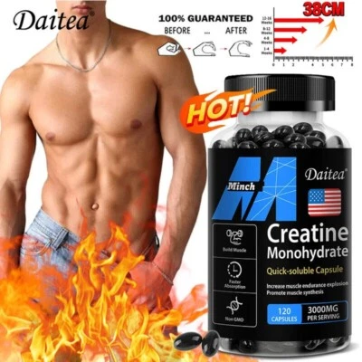 Creatine Monohydrate 3000mg 120 Capsules Muscle Gain Strength Booster - Image 1 of 4