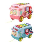 Push Pull Intellectual School Bus Music Educational with Building Blocks