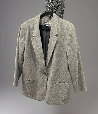 Blazer de Lana Sag Harbor De Colección - Gris Clásico, Un Botón Ajuste A Medida Talla 20W Foto 1 de 4