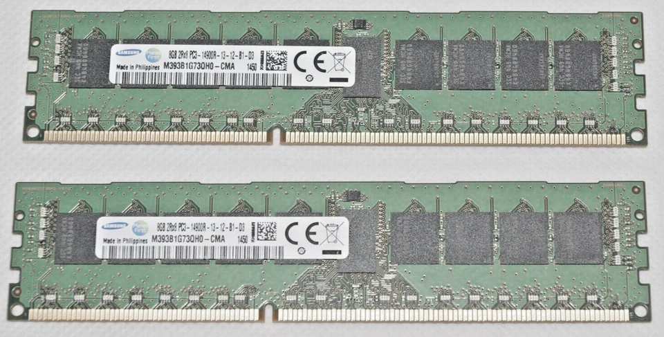 2x 8GB || Samsung 2Rx8 PC3-14900R M393B1G73QHO-CMA || SERVER RAM - Image 1 of 1