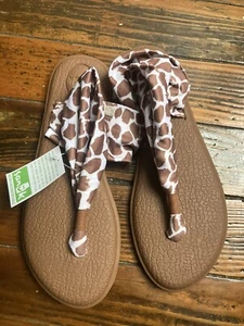 EUC Sanuk Yoga Sling 2 Giraffe Print Sandals 9, NWT, free shipping - Picture 1 of 10