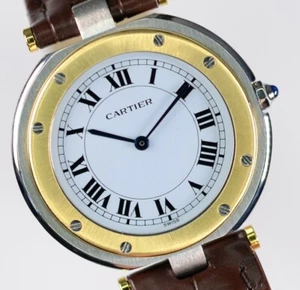 Cartier Santos Vendome 81912 Quarz Bicolor Lederband 32,5mm Damen - Picture 1 of 12