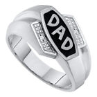 10kt White Gold Mens Diamond Dad Father Ring .01 Cttw