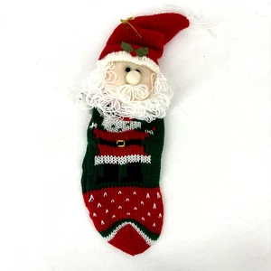 Calcetín de barba de hilo de Papá Noel tejido vintage árbol de Navidad adorno decoración navideña - Imagen 1 de 6