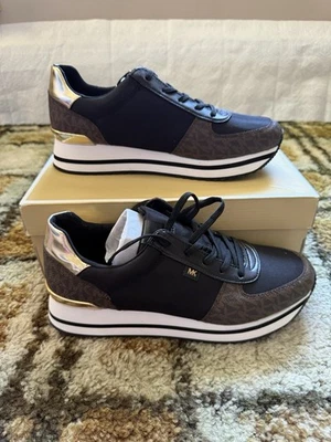 Michael Kors Women's Lace-Up Sneakers White/Brown, Size 10 Medium - Image 1 of 4