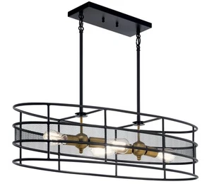 Kichler 43595 Black Piston 4-Light 36"W Linear Chandelier - Picture 1 of 5