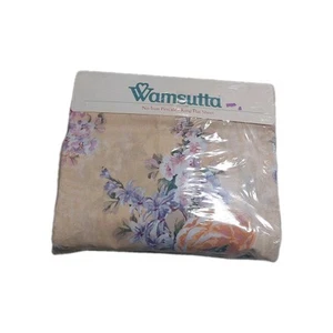 Sábana plana vintage Wamsutta King Julia borde floral sin percal de hierro hecha en EE. UU. NUEVA DE STOCK - Imagen 1 de 6