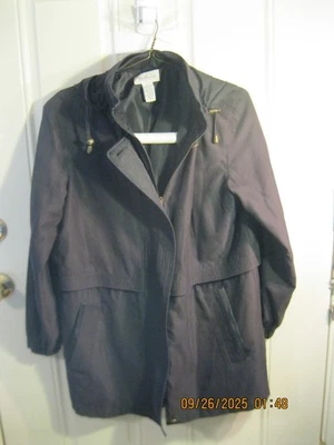 Abrigo Westbound para mujer negro manga larga con capucha botón cremallera frontal talla M Foto 1 de 4