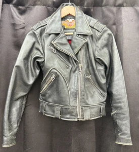 Giacca motociclista Harley-Davidson donna vintage tribale incrociata pelle invecchiata - Foto 1 di 15