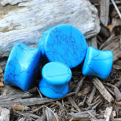 PAIR of Turquoise Stone Saddle Plug - Image 1 of 4