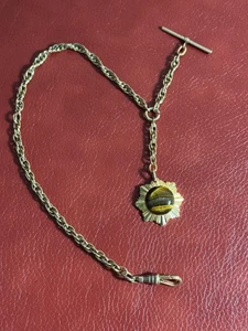 Old Antique Vintage Pocket Watch Fob w/ Tiger Eye Stone Gold Plated Chain Claw - Picture 1 of 5