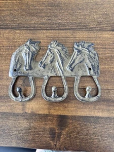 Wrought Iron Western Horse Head Key Hanger 3 Hook, Equestrian, Rodeo Southwest - Picture 1 of 7