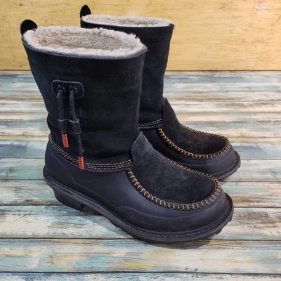 Botas Woolrich totalmente lanudas sin cordones para mujer talla 8 negras WW5310 001 Foto 1 de 4
