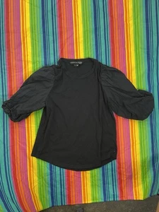 Veronica Beard Womens Top Black Size M Puff-Sleeve H60 - Picture 1 of 3