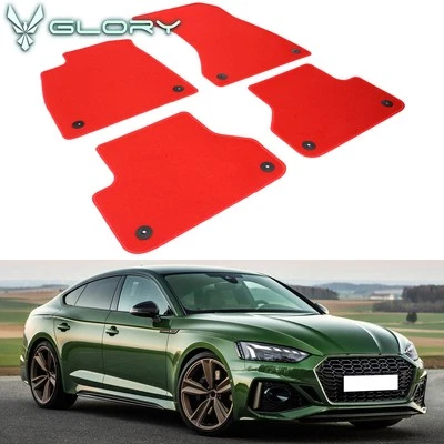 Fits 18-24 Audi A5 RS5 S5 Sportback Floor Mats Nylon Red Liner Front Rear Carpet - Image 1 of 4