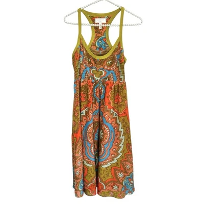 Moulinette Soeurs Silk Midi Dress Abstract Boho Womens 8 Retro Festival Cottage - Image 1 of 4