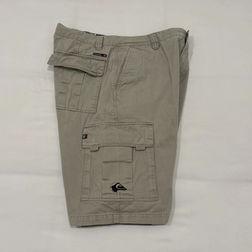 Pantalones Cortos Carga Y2K Quiksilver De Colección Para Hombres 36 Caqui Tostado Sueltos Skate Grunge 2000’s Logo Foto 1 de 4
