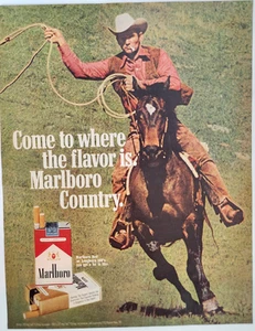 Marlboro Vaquero Cuerda Caballo De Colección 1971 Revista Impresión Cigarrillo Anuncio - Imagen 1 de 5