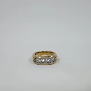 Cubic Zirconia Channel Set Gold Plated Men's Ring - Picture 1 of 5
