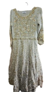 Neues indisches pakistanisches Kleid Abendkleid Anarkali Hochzeit Partykleid Größe Large - Bild 1 von 7