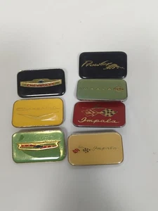 Vtg Classic Cars Mini License Plate Emblems Chevy Plymouth Set  of 7 - Bild 1 von 6