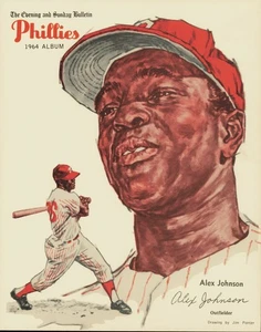 1964 Drawing Alex Johnson of the Philadelphia Phillies Insert from Newspaper - Picture 1 of 1