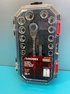 Husky 3/8 in. Drive Ratchet SAE/Metric Standard Socket Set (24-Piece) Never Used - Picture 1 of 6