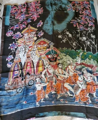 Mujeres Nuevo Seda Pura Contemporáneo Batik Shibori Sari Telar de Mano Festivo Boda Bp Foto 1 de 4