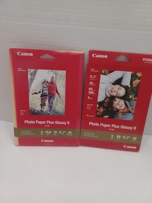 Фотобумага Canon Plus глянцевая II 2 упаковки 5x7 10,6 мил 70/69 - 20 листов каждая - НОВАЯ™ - Изображение 1 из 3