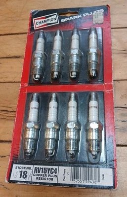 Set of 8 Champion RV15YC4 Copper Plus Resistor Spark Plugs New/Old Stock - Image 1 of 2