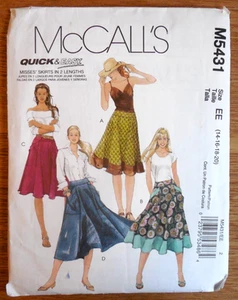 NEW McCall's Easy Pattern M 5431 Misses' Plus sz 14-20 Flared Skirt w Variations - Picture 1 of 2
